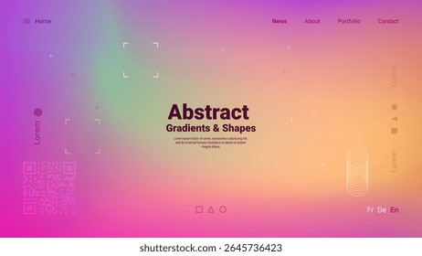 This vibrant abstract design showcases a blend of gradients and geometric shapes, creating a dynamic visual experience with a soft yet interesting color palette.