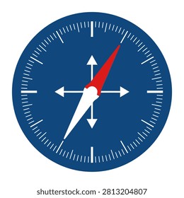 This vibrant blue circular compass graphic showcases a clear white degree scale and distinct directional arrows Its striking red and white needle provides precise guidance for navigation and outdoor .