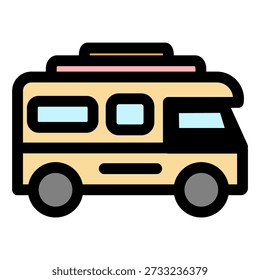 This vibrant camper van icon is perfect for travel-related projects- It represents adventure freedom and the joy of exploring new destinations.