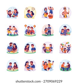 Esta vibrante colección muestra diversas actividades culturales y pasatiempos familiares.