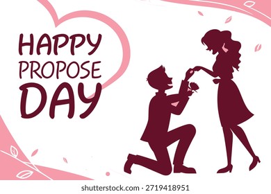 Esta vibrante ilustración plana captura la esencia del Día de la Proposición con una pareja amorosa abrazándose en una suave colina. La escena está bañada en tonos de rojo, desde el fondo hasta el primer plano.