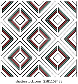 This vibrant geometric pattern features repeating diamonds or rhombuses.