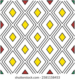 This vibrant geometric pattern features repeating diamonds or rhombuses.