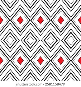 This vibrant geometric pattern features repeating diamonds or rhombuses.