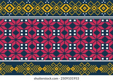 This vibrant, geometric pattern is perfect for adding a touch of cultural elegance to any project. Ideal for textiles, wallpapers, or digital media, it seamlessly blends tradition with modern style.