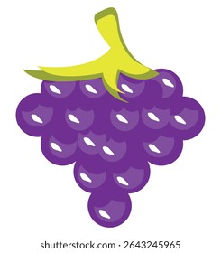 Esta ilustração vibrante de aglomerado de uva apresenta um monte de suculentas, amoras de pelúcia renderizadas em um estilo limpo e moderno. Perfeito para uso em projetos relacionados a vinho, marca de comida orgânica, frutas, tornando-o