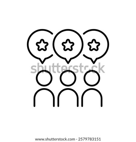 This vibrant icon symbolizes a collaborative group sharing ratings and feedback through colorful speech bubbles, highlighting user experiences and showcasing diverse community perspectives