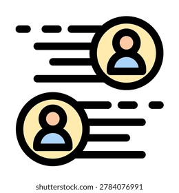 This vibrant icon symbolizes rapid teamwork and efficient project collaboration- ideal for agile methodologies and organizational charts. It represents speed and effective communication within a.