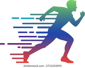 Esta vibrante ilustración captura la esencia de la velocidad y el atletismo, perfecto para temas de deportes y fitness