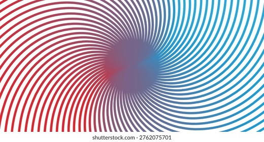 This vibrant image features a swirling vortex created from numerous colorful lines, primarily red and blue, converging towards a dark central point. The effect is mesmerizing and evokes a sense of depth and motion.