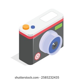 This vibrant isometric icon showcases a modern digital camera