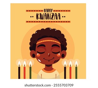 This vibrant Kwanzaa vector illustration captures the essence of the holiday with its joyful imagery and rich colors. Featuring traditional symbols and motifs, it serves as an ideal background