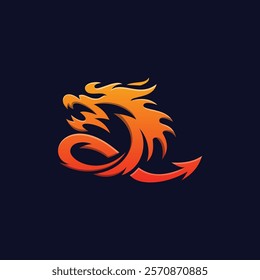 This vibrant logo features a stylized dragon, depicted in fiery orange and red hues, with a dynamic, swirling design.