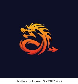 This vibrant logo features a stylized dragon, depicted in fiery orange and red hues, with a dynamic, swirling design.