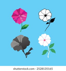 Esta vibrante ilustração de arte vetorial Petunia Flower captura a beleza da flor com detalhes intrincados, perfeito para produtos digitais, impressões e projetos de design.