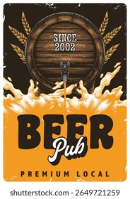 This vibrant pub established in 2002 offers a selection of local beers. The design features a barrel wheat and frothy beer creating a lively atmosphere for beer lovers.