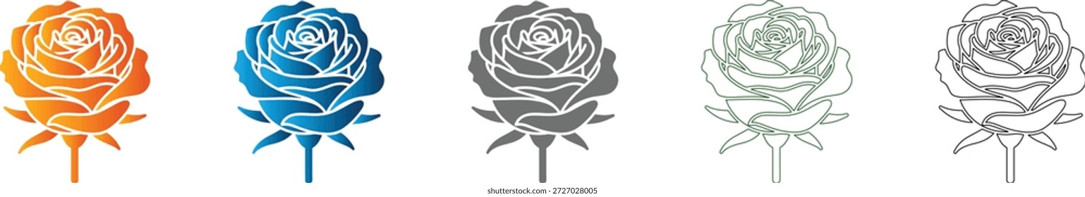 This vibrant rose flat icon, a vector isolated element from a comprehensive icon set, features a simple yet elegant solid black design.