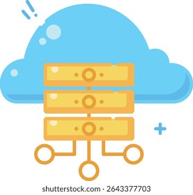 Este ícone de cor de servidor vibrante representa computação em nuvem, serviços de hospedagem e gerenciamento de dados. Perfeito para projetos digitais modernos e projetos relacionados à tecnologia.