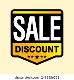 This vibrant sign displays the words "SALE DISCOUNT" in bold, golden text with stars. The eye-catching design is ideal for promoting discounts and special sale events in retail settings.