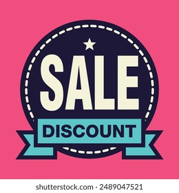 This vibrant sign features the word "SALE" prominently with a "DISCOUNT" tag below. The eye-catching design is perfect for promoting sale events and special offers in retail environments.