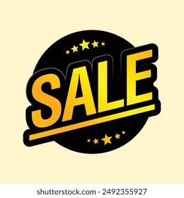 This vibrant sign prominently displays the word "SALE" in bold, golden text with stars. The design is ideal for attracting attention to special promotions and discount events in retail settings.