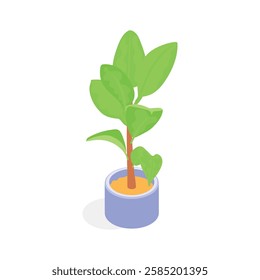 This vibrant, stylized icon showcases a small plant growing in a light purple pot