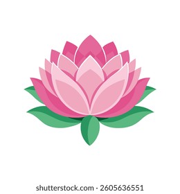 This vibrant, stylized illustration showcases a stunning pink lotus flower.