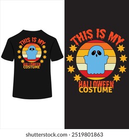 This vibrant T-shirt design features a playful, cartoonish version of Shot Deskison as a friendly ghost. He floats above a cluttered desk filled with Halloween treats, tiny pumpkins, and cobwebs