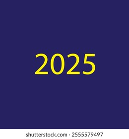 This vibrant vector design features the year "2025" prominently displayed in a striking blue font against a bright yellow background.