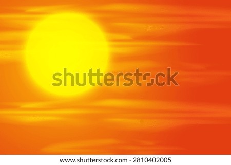 This vibrant vector illustration captures the intense, scorching nature of a global heatwave. It features a bright yellow sun blazing in a glowing orange sky, conveying extreme temperature.