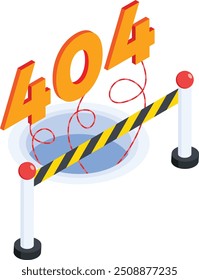 Diese lebendige Vektorgrafik zeigt die ikonische 404-Fehlermeldung in einem verspielten, isometrischen Stil.