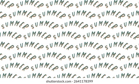 This vibrant vector illustration features a seamless and repeating pattern composed of the word "SUMMER" in a playful, arched typography with a subtle shadow effect.