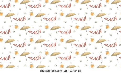This vibrant vector illustration features a playful and seamless repeating pattern that captures the joyful essence of the beach.
