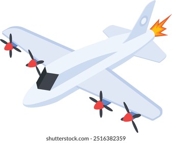 This vibrant vector illustration showcases a propeller-powered airplane soaring through the sky, featuring a streamlined design and detailed spinning propellers.