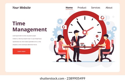 In this vibrant vector illustration, witness the synergy of planning, organization, and effective time utilization within a bustling project team. Characters deftly navigate schedules, embodying the e