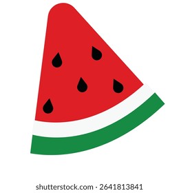 This vibrant watermelon vector illustration features a beautifully detailed representation of both a whole watermelon and a juicy slice. The whole fruit is round with a glossy, striped green rind that