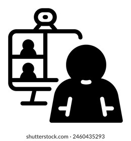 This Video Call icon is suitable for Remote work, Work from home, Digital Nomad and Freelance