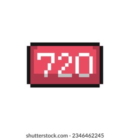 Dies ist ein Symbol für Videoqualität in Pixelkunst mit rotem und weißem Hintergrund, dieses Element eignet sich gut für Präsentationen, Aufkleber, Symbole, T-Shirt-Design, Spiel-Objekt, Logo und Projekt.
