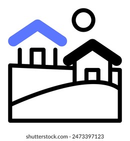 This Village icon is suitable for digital nomad, freelancer, working at home, etc.