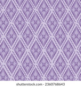 This vintage design was inspired by a folk flower and shaped it into a diamond pattern for a purple monochromatic vector seamless repeat effect.