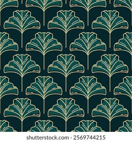 This vintage pattern features elegant ginkgo biloba leaves symmetrically arranged in a harmonious design. The intricate detailing evoke a sense of calm, perfect for nature-inspired projects.