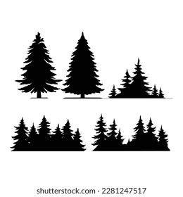 This is a vintage trees and forest set in one color vector.