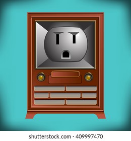 This vintage TV has an electrical outlet face