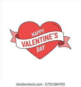 This vintage-style Valentine's Day logo features a distressed red heart pierced by an arrow. The word 