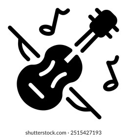 Este icono de violín es adecuado para música, instrumentos musicales, entretenimiento y multimedia, etc.