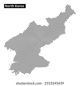 This visual displays a dot map of North Korea, highlighting its geographical boundaries and structure efficiently.