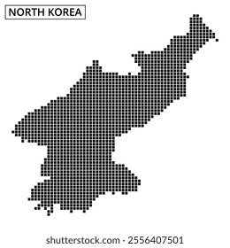 This visual displays a dot map of North Korea, highlighting its geographical boundaries and structure efficiently.