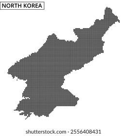 This visual displays a dot map of North Korea, highlighting its geographical boundaries and structure efficiently.