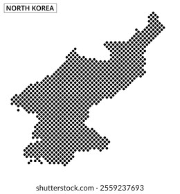 This visual displays a dot map of North Korea, highlighting its geographical boundaries and structure efficiently.