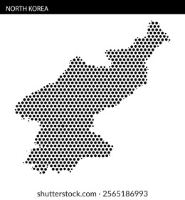 This visual displays a dot map of North Korea, highlighting its geographical boundaries and structure efficiently.